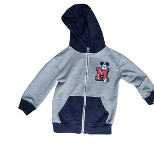 Jumping Beans Disney Mickey Mouse Full Zip Lightweight Hoodie Size 2T Gray Blue